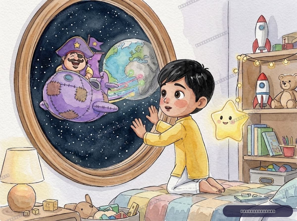 Captain and the Space Pirates inside page 1 (watercolour style)